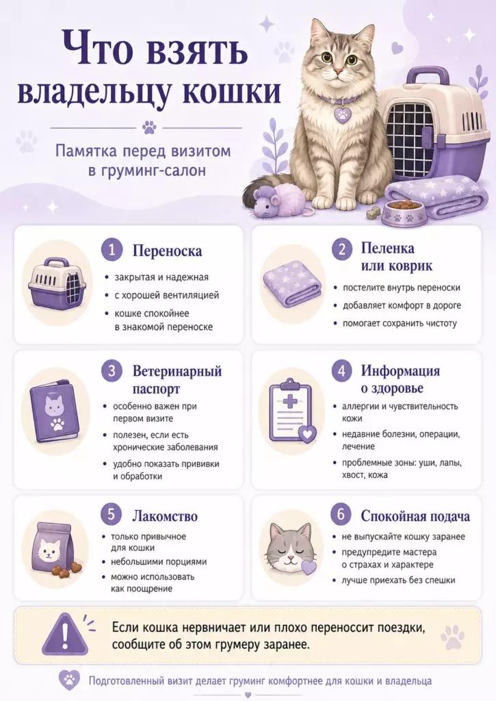 Что взять владельцу кошки в груминг-салон: