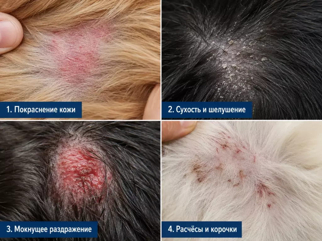 Основные виды раздражения кожи у собак