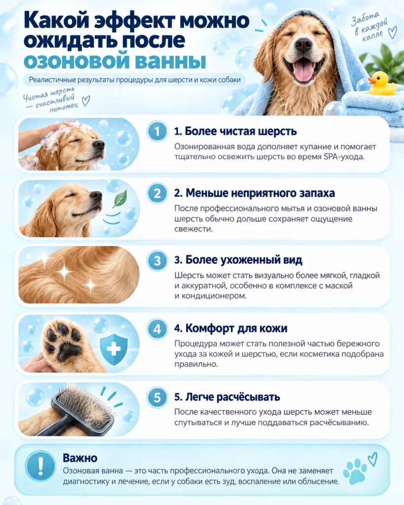 Какой эффект можно ожидать после озоновой ванны для собак