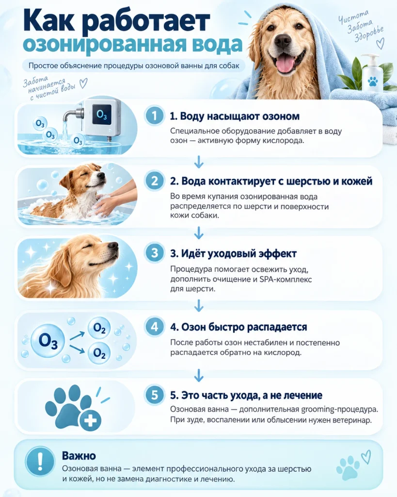 Как работает озонированная вода при озоновой ванне для собак