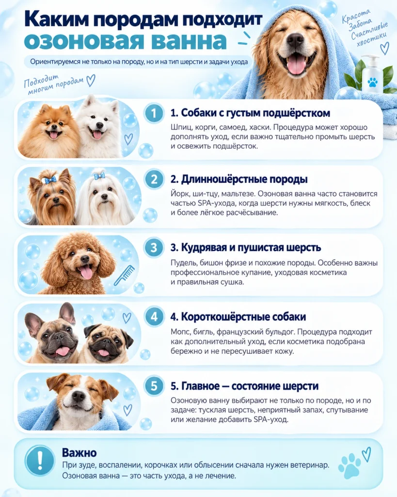 Каким породам собак подходит озоновая ванна