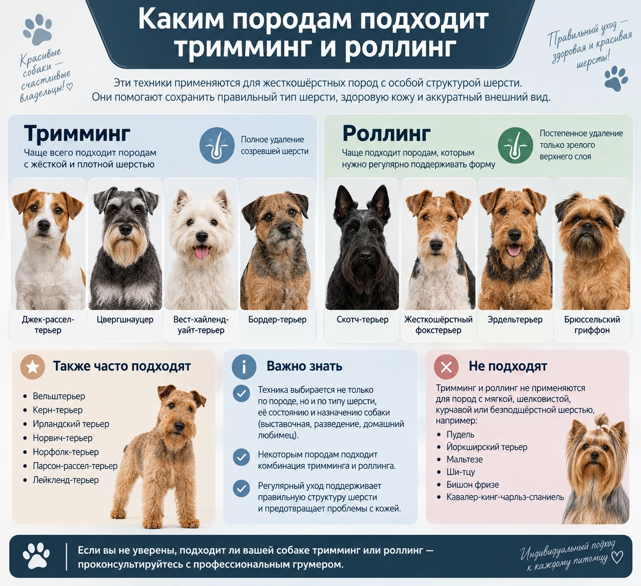 Каким породам подходит тримминг и роллинг