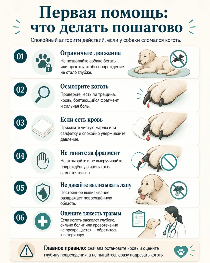 Первая помощь собаке при сломанном когте пошагово