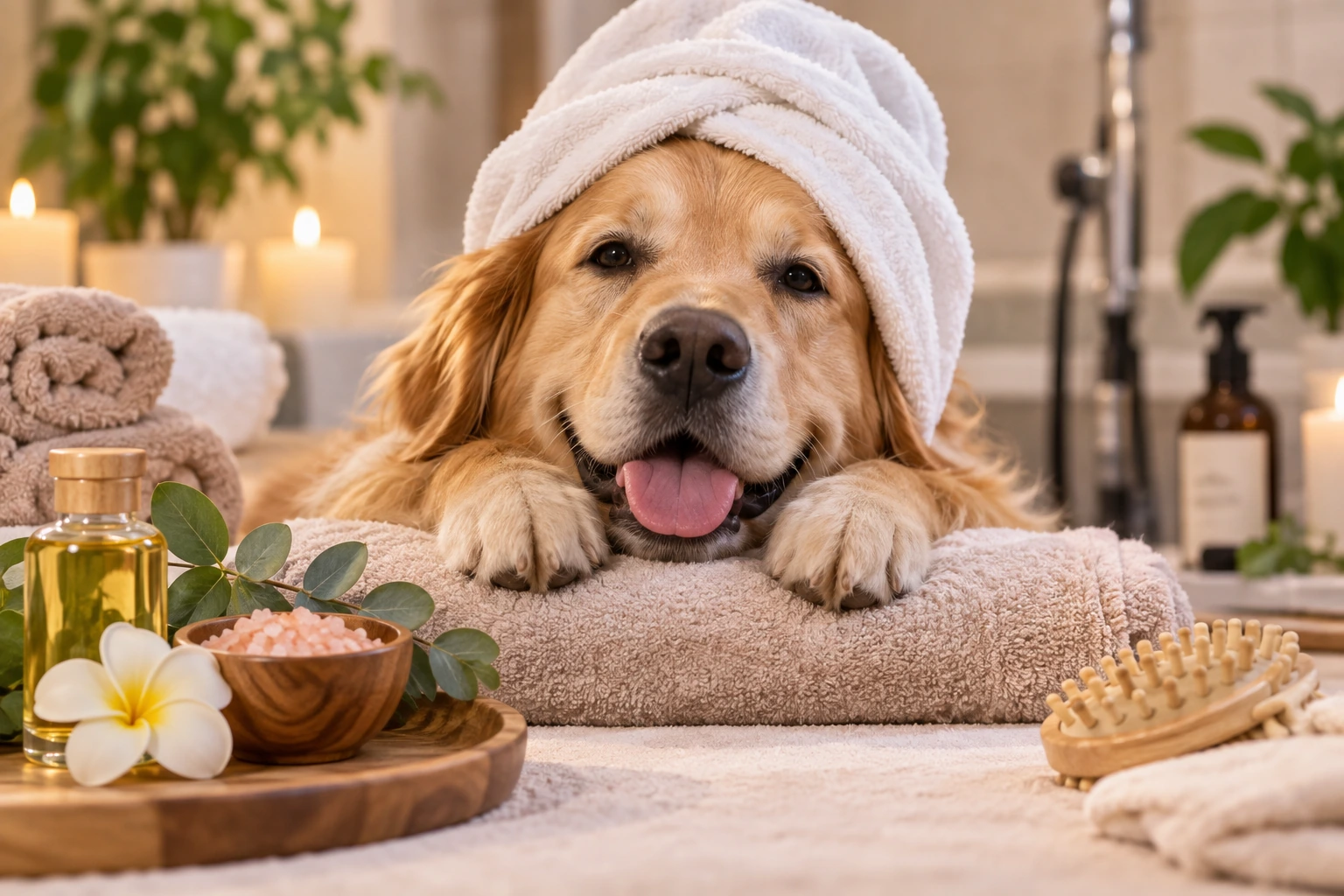Собака во время SPA-ухода в груминг-салоне