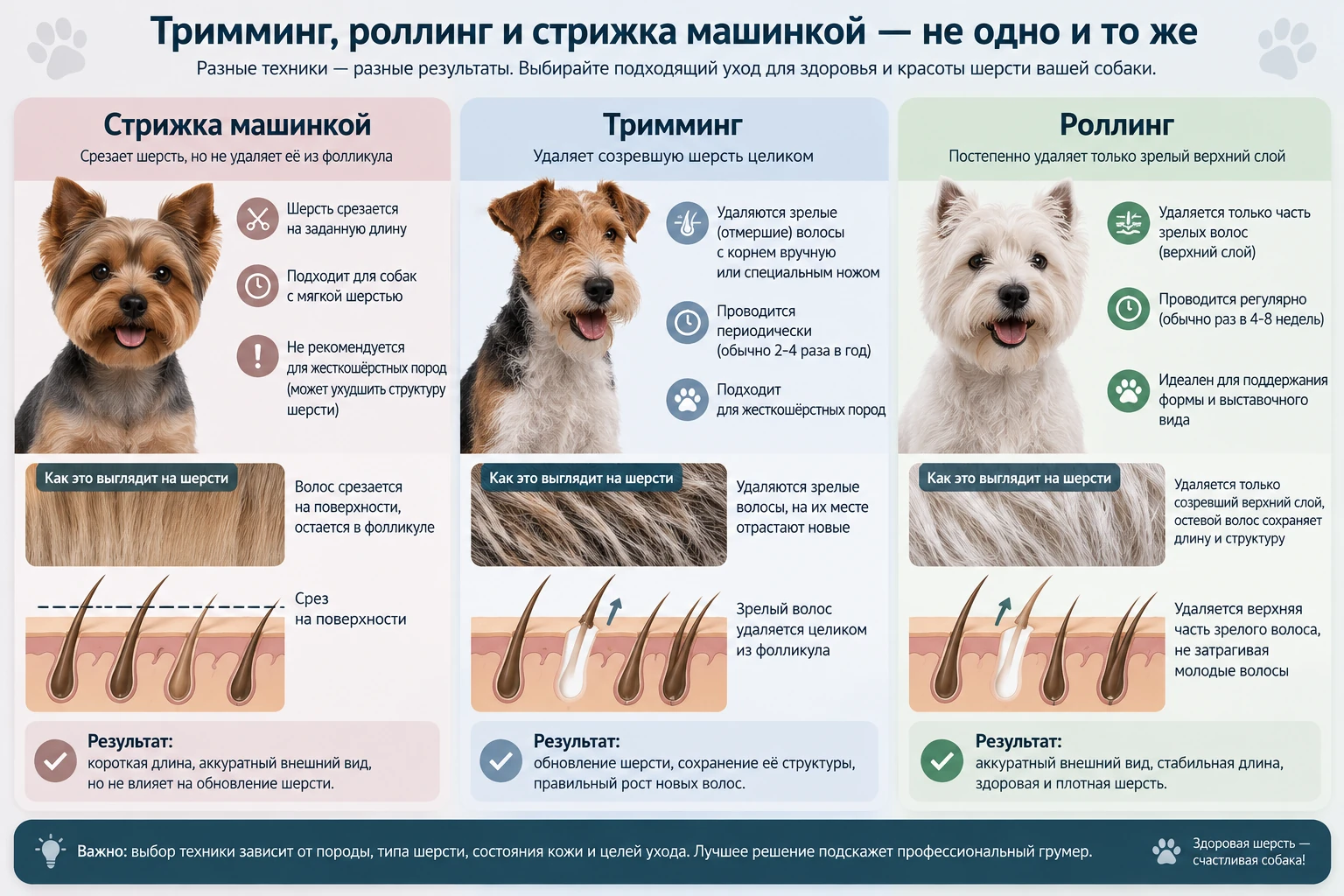 Тримминг, роллинг и стрижка машинкой