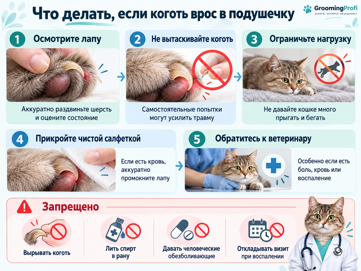 Что делать, если коготь врос в подушечку