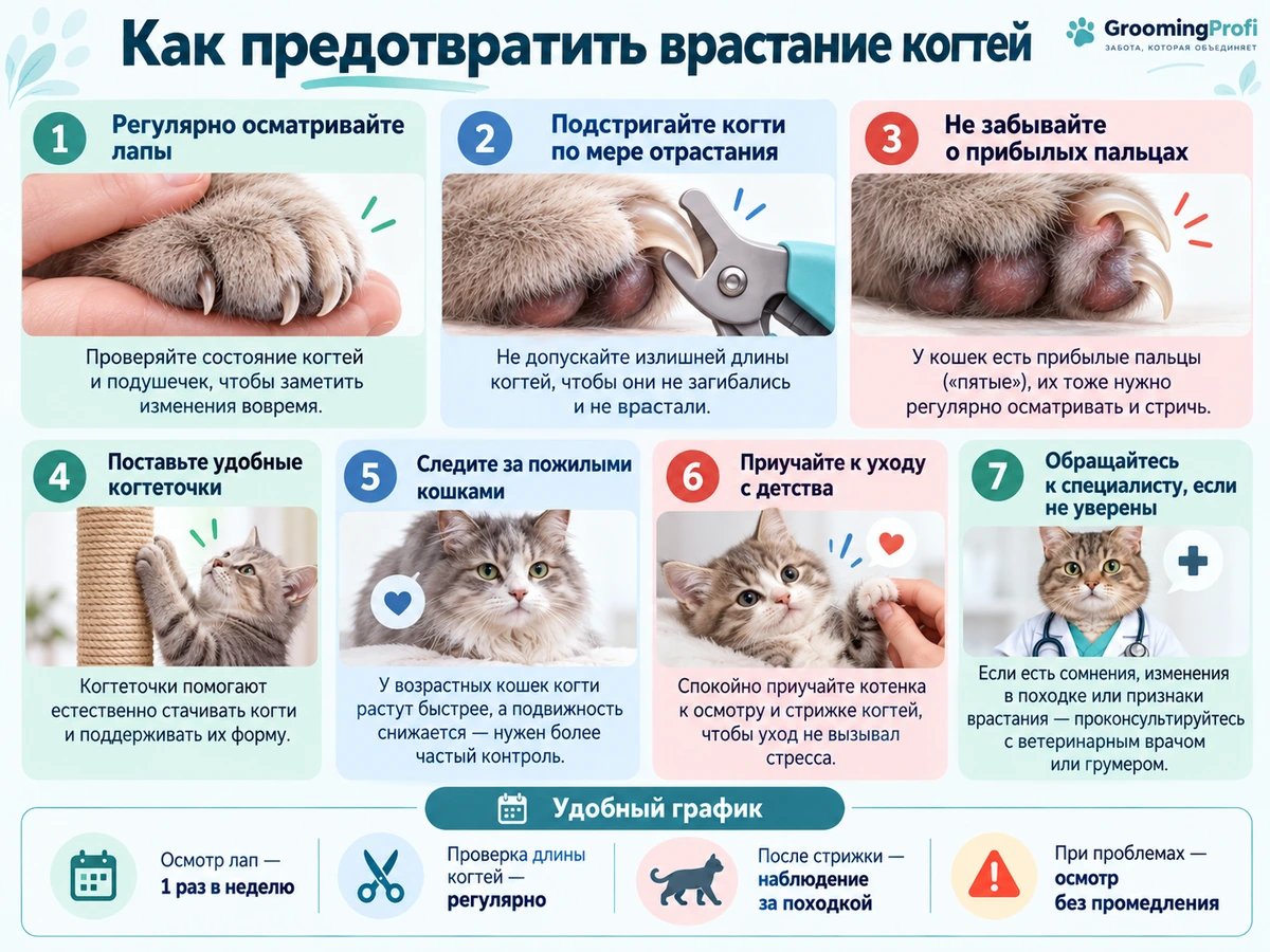 Как предотвратить врастание когтей у кошки